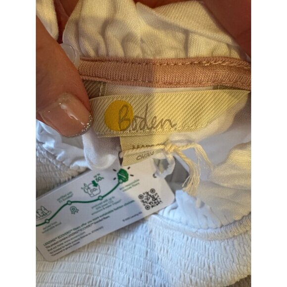 Boden Shirt Women 8 White Smocked Yoke Jersey Knit Top NWT Preppy Boho Cottage - Picture 10 of 15